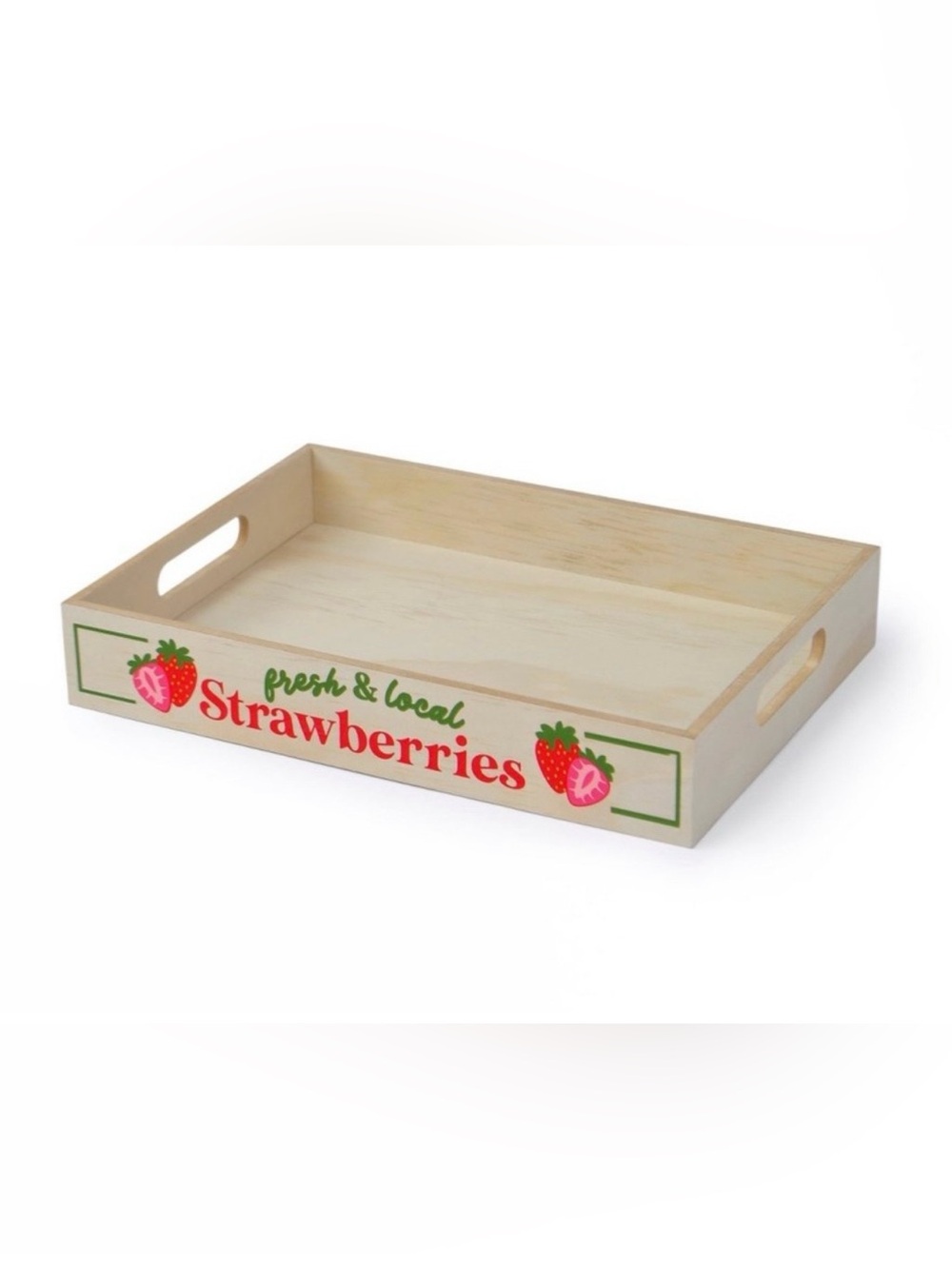 Target Bullseye Fresh & Local Strawberries Wooden Decorative Tray Kitchen Decor